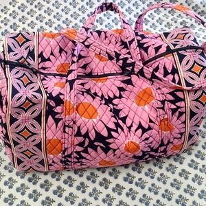 New Vera Bradley Duffle Travel Bag Orange & Pink